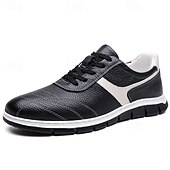 abordables Zapatillas Informales-Zapatillas casuales de piel sintética para hombre: zapatos ligeros y cómodos para caminar, viajes, salidas diarias y ropa de calle informal.