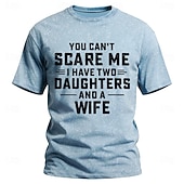  Koszulka męska na Dzień Ojca, nie możesz mnie przestraszyć, mam dwie córki i żonę, tekst, kwas, sprany, vintage, zabawny t-shirt, grafika, krótki rękaw, codzienne ubrania, odzież designerska, rozmiar