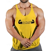 billiga Löpar-T-shirts och linnen-Herr Grafisk Bokstav Träningströja Linne för jogging Gymlinne Sommar Ärmlös Snabb tork Fuktabsorberande Gymträning Aktiv träning Träning Blå Svart Vit Sportkläder Sportkläder