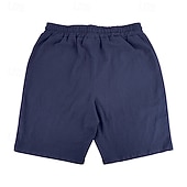 cheap Holiday-Men's Shorts Linen Shorts Summer Shorts Beach Shorts Drawstring Elastic Waist Buttons Plain Solid Comfort Breathable Knee Length Daily Outdoor Beach Vacation Fashion Black White Inelastic