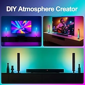 preiswerte Intelligente Dekorative Lichter-2er-Pack RGB-Gaming-Ambientebeleuchtung, soundaktivierte LED-Schreibtischlampen, kabellose WLAN-Smart-Nachtlichter für PC, Desktop und Gaming-Zimmer, sprachgesteuerte LED-Stimmungsbeleuchtung