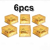 お買い得  経路ライト＆ランタン-大型屋外ソーラー防水ガラスアイスブリックパスライト6個セット、庭、庭、芝生、通路、別荘、農場、パティオ、階段用装飾LEDランプ – 夏の雰囲気のある景観照明