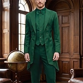  Retro Vintage Medieval Coat Cosplay Costume Tuxedo Ebenezer Scrooge Dickens Vampire Elf Gentleman Embroidered Fancy Dress Men's Steampunk Christmas Halloween Carnival Performance Renaissance Fair LARP