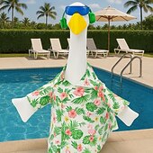 baratos Trajes de Ganso de Varanda-Roupa para ganso de jardim com touca, ideal para estátua de ganso de concreto de 58 a 63 cm (23 a 25 polegadas), acessório decorativo para jardim na primavera e no verão. Apenas a roupa, o ganso não