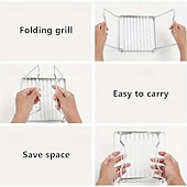 voordelige Grills voor buiten koken-Opvouwbare roestvrijstalen vuurkorfstandaard voor buiten, beschermt voedsel tegen direct contact, geschikt voor kamperen, barbecueën, koken en verwarmen. Een essentieel accessoire voor buitenkoken.