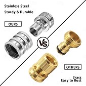 billige Vanning og irrigasjon-Hurtigkoblingssett for hageslange i rustfritt stål, 3/4 tommers rustfritt stål, hurtigkobling, utendørs vanning, vanning, sprinkleranlegg, slangeadapter, hage