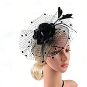 cheap Fascinators-Fascinators Feather Net Wedding Birthday Vintage Cute With Feather Flower Headpiece Headwear