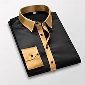 baratos Camisas de cetim masculinas-Homens Camisa Social Blusa de cetim Saia camisa de botão Camisa de formatura Côr Sólida Casamento Formal Preto Branco Vinho Azul Marinha Manga Longa Aberto para a Lateral Todas as Estações Roupa