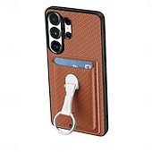 abordables 2026 Samsung Galaxy S26 Série-téléphone Coque Pour Samsung Galaxy S26 S26 Plus S26 Ultra Coque Arrière avec Support Support Anneau Emplacement Carte Rétro TPU Fibre faux cuir