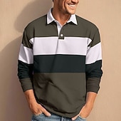  Per uomo Strisce orizzontali Polo da rugby Manica Lunga Magliette polo Camicie con Colletto Casual All'aperto Scuola Athleisure Stampa 3D Primavera Autunno Blu Verde Verde militare