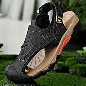 baratos sandálias de exterior-Sandálias masculinas marrons estilo pescador, com bico fechado, ideais para caminhadas ao ar livre, respiráveis e confortáveis, perfeitas para viagens, trilhas, férias de verão, momentos de lazer ao ar livre e uso casual no dia a dia.