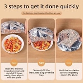 abordables Utensilios de cocina y gadgets-100 tapas de aluminio para conservar el calor: tapas reutilizables para recipientes de alimentos, a prueba de fugas y con cierre hermético, perfectas para almacenar alimentos, mantienen la comida