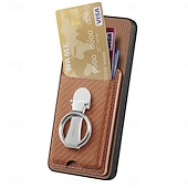 abordables 2026 Samsung Galaxy S26 Série-téléphone Coque Pour Samsung Galaxy S26 S26 Plus S26 Ultra Coque Arrière avec Support Support Anneau Emplacement Carte Rétro TPU Fibre faux cuir
