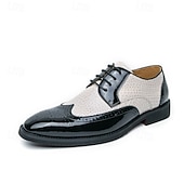 levne Brogue boty-Pánské červeno-černé oxfordské boty s krokodýlím vzorem, šněrovací lakované kožené společenské boty, módní společenská obuv na svatby, bankety, večírky, maturitní plesy, divadelní vystoupení a výrazné večerní nošení.