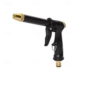 abordables Outils de nettoyage pour véhicule-Pistolet d'arrosage haute pression en métal robuste avec buses rotatives réglables, étanche, idéal pour le lavage de voiture, l'arrosage du jardin, le nettoyage des trottoirs et la douche des animaux.