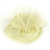 economico Fascinatori-Fascinator Lino Matrimonio Compleanno Vintage Carino Retrò Con Piuma Copricapo Copricapo