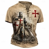  تي شيرت رجال الحروب الصليبية فرسان الهيكل درع الله طباعة كاملة كل مكان قصير الأكمام طباعة ثلاثية الأبعاد طويق قميص أزياء دينية أثلوزيير رياضة يومية في الشارع أسود أخضر صيف ربيع ملابس