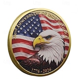 baratos 250º Aniversário dos EUA-Moeda comemorativa do 250º aniversário da independência dos EUA, em homenagem à independência americana, com cena da declaração e desenho de águia-careca. Tesouro colecionável.