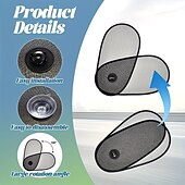 levne Servis vozidel-2 ks nastavitelných slunečních clonek na boční okna automobilu, výsuvné a otočné tepelně izolační sluneční clony, antireflexní úprava pro denní i noční použití, univerzálně kompatibilní se všemi