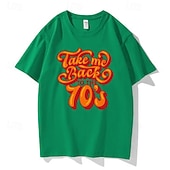 economico Grafica retrò-T-shirt vintage retrò basic tee anni '70 per donna, adulto, stampa a caldo, festa, casual, quotidiano, misto cotone