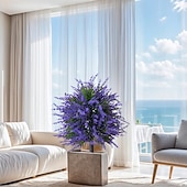 abordables Flores artificiales-Estaca de flores artificiales de 20 pulgadas para decoración de exteriores, color lavanda púrpura, estacas de jardín para el patio. &amp;Césped, plástico resistente que no se decolora, decoración para