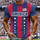 cheap Sports Gym T shirts-Soccer Cup 2026 Men's USA Flag Stars Stripes america Lettering National Team T-Shirt All Over Print Muscle Fit Game Day Fan Wear Designer Clothing Apparel S M L XL XXL XXXL