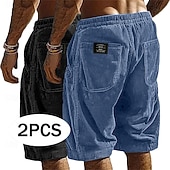 preiswerte Lässige Shorts-Herren Shorts Freizeitshorts Cordshorts Tasche Elastischer Bund Einfach Komfort Atmungsaktiv Über dem Knie Lässig Outdoor Strand Urlaub Mode Schwarz + Khaki Armeegrün+Grau Mikroelastisch