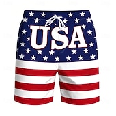 ieftine Patriotice 250 Șorturi-Bărbați 4 iulie - 250 de ani de existență a Statelor Unite Steagul SUA Patriotic Boxeri înot Pantaloni Scurți de Înot Pantaloni Scurti Talie medie Casual Concediu Buzunare laterale Căptușeală din
