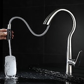 זול ברזים למטבח-ברז כיור מטבח עם מרסס נשלף, ברז מטבח מסחרי בעל ידית אחת בקשת גבוהה