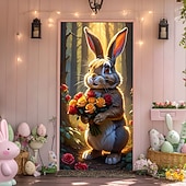 cheap Garage &amp; Door Banners-Easter Posters Door Cover Outdoor Banners Rabbit Cute 3D Party Dorm Teens Room College Dorm Guys Man Cave Frat Bedroom Shooting Backgrounds Home Decor
