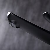 Недорогие Смесители для раковины в ванной-Классический однорычажный смеситель для раковины в ванной комнате с гальваническим покрытием, однорычажный, с одним отверстием, черного цвета.