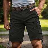 preiswerte Klassiker-Herren Cargohose Cargohosen Cargo-Shorts Shorts Freizeitshorts Tasche Einfach Einheitliche Farbe Knielang Lässig Outdoor Streetwear Mode Streetwear Blau Schwarz Unelastisch