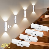 olcso érzékelő éjszakai fények-4 db mágneses, intelligens mozgásérzékelős, USB-s újratölthető éjszakai fény, háromszínű, fokozatmentes fényerővel szabályozható, 3 világítási mód, LED-lámpák beltéri használatra, lépcsőházba,