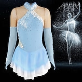 halpa Taitoluistelupuvut-Taitoluistelupuku Naisten Tyttöjen Luistimet Hameet Sininen Elastinen Kouluts Kilpailu Luisteluasu Pidä lämpimänä Kristalli / Strassi Pitkähihainen Luistelu Taitoluistelu