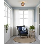 baratos Montagem Embutida &amp; Montagem Semi Embutida-Luminária de teto retrô com vitral azul cilíndrico em vidro com padrão de água, ideal para ilha de cozinha. Luminária de teto vintage ajustável em latão.