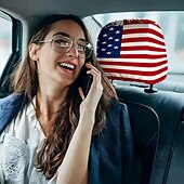 abordables 250º Aniversario-2 fundas para reposacabezas de coche con diseño de bandera estadounidense, con estampado de estrellas y rayas rojas, blancas y azules, ajuste universal, fácil de limpiar, suave y cómoda, ideal para