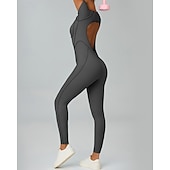 abordables Conjuntos y Monos-Women's Workout Jumpsuit Onesie Solid Color Bodysuit Summer Spring Fall rice white Pink Gym Workout Fitness Yoga Stretchy Breathable Short Sleeve Sport Activewear Stretchy
