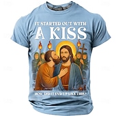  Heren Bijbel Het Begon Met Een Kus Judas Kust Jezus Religieuze Parodie Grafisch T-shirt Hoe Is Het Zo Eindegekomen Grappige Christelijke Meme Casual Geschenk Designer Kleding Apparel