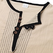 levne Ležérní tričko Henley-Pánské Tričko Tričko Henley Bavlněné plátěné tričko Dlouhý rukáv Henley Léto Jaro Barevné bloky Vinobraní Šik ven stylové Slátanina Barevné bloky Knoflíky Ležérní Denní Venkovní Bílá Černá Khaki Top