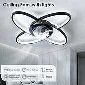 abordables Plafonniers à intensité variable-Ventilateur de plafond moderne avec éclairage, profil bas, télécommande et application de contrôle, 6 vitesses, pales réversibles, éclairage LED à intensité variable pour salon, chambre ou cuisine.