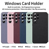 cheap 2026 Samsung Galaxy S26 Series-Phone Case For Samsung Galaxy S26 S26 Plus S26 Ultra Wallet Case Clear View Window Camera Lens Protector Ultra Thin Retro PU Leather