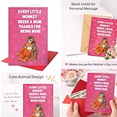 tanie Zapasy imprezowe i imprezowe-Zestaw 2 szt. Punch the Monkey Meme urocza kartka na Dzień Matki szczere ilustracje kartka z kraftową kopertą każda małpka meme potrzebuje mamy tematyka zwierzęca na urodziny/uznanie dla mamy