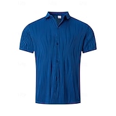 رخيصةأون زر قميص الرجال-رجالي قميص قميص صيفي قميص غير رسمي زر حتى القميص قميص جاكار أزرق أسود أبيض أخضر كم قصير خطوط / أمواج قبة فضفاض مناسب للبس اليومي قماش الجاكار ملابس موضة كاجوال مريح