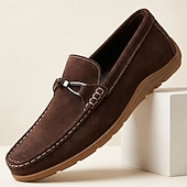 billiga Casual loafers-Herrbruna mockaloafers slip-on, vardagliga finskor, mjuka och bekväma mockasiner för vardagsbruk, bilkörning, resor, kontor, helgkläder och avslappnad smart casual-stil