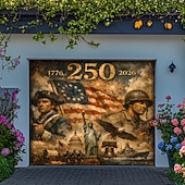 baratos Capa de Porta de Garagem-4 de julho de 2026 250º Dia da Memória Tapeçaria Banners Capa de Porta da Garagem Águia Bandeira Americana Impressão 3D Festa Moderna Patriótica Fundo de Tiro Presente Decoração da Casa