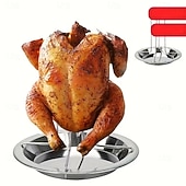olcso Grillek és szabadtéri főzés-1/2 db rozsdamentes acél csirkesütő rács csepptálcával - tapadásmentes, összecsukható grillrács, grillekhez és sütőkhöz alkalmas, tartós fémrács, ideális kültéri kempingezéshez és otthoni grillezéshez
