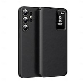 cheap 2026 Samsung Galaxy S26 Series-Phone Case For Samsung Galaxy S26 S26 Plus S26 Ultra Wallet Case Clear View Window Camera Lens Protector Ultra Thin Retro PU Leather