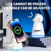 cheap Decorative Lights-360 Rotating Wireless Charging Station, 3 in 1 Multiple Charger Stand with Night Light, Fast Wireless Charger for iPhone 17,16, 15, 14, 13, 12, iWatch,Samsung Watch and AirPods,White