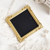 cheap Sculptures-6PCS Vintage Gold Resin Embossed Frame Set – DIY Wall Decor, Photo Frame Accents for Home, Party, Birthday, Wedding, Holiday, Photography Props, Miniature House Decoration