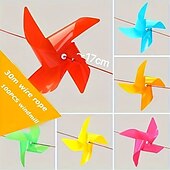 abordables Recreación al Aire Libre-100 unidades - Guirnalda de molinillos de viento de 4 hojas, molinillos de plástico coloridos, incluye 30 metros de hilo, perfectos para bodas, cumpleaños, fiestas y decoración de jardines.